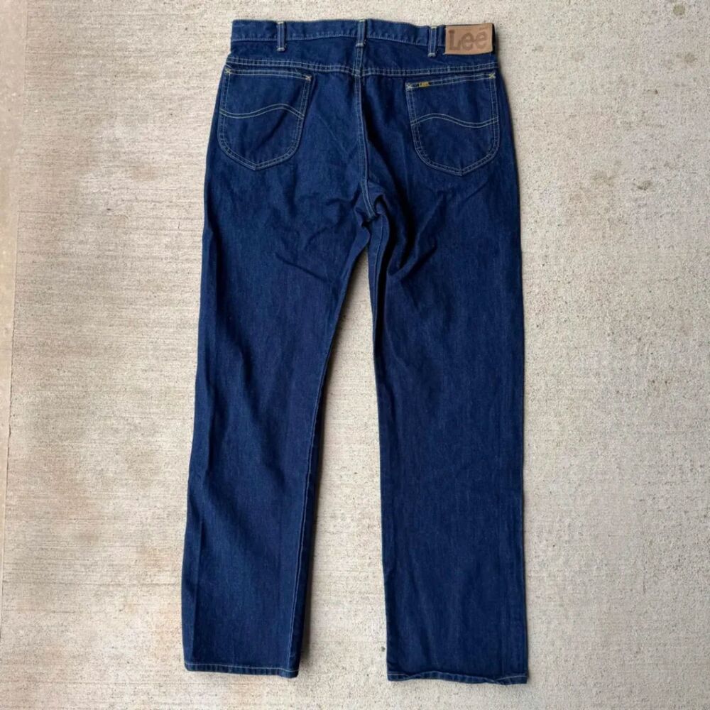 Vtg 70s Lee Riders 200-0147 Jeans 35x32 Made in USA Union Talon 42 Dark Wash